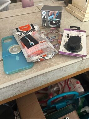 Teal Silicone Phone Case with Removable Grip Accessory